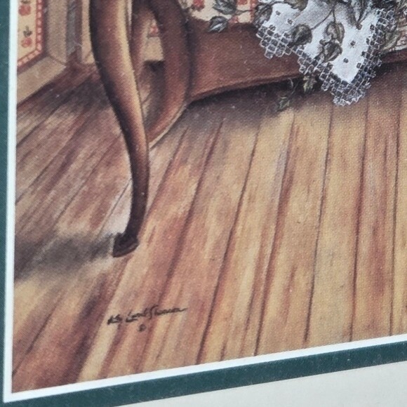 Folk Art Cottage Bedroom Vintage Country Quilted Framed Wall Kay Lamb Shannon - Picture 3 of 10